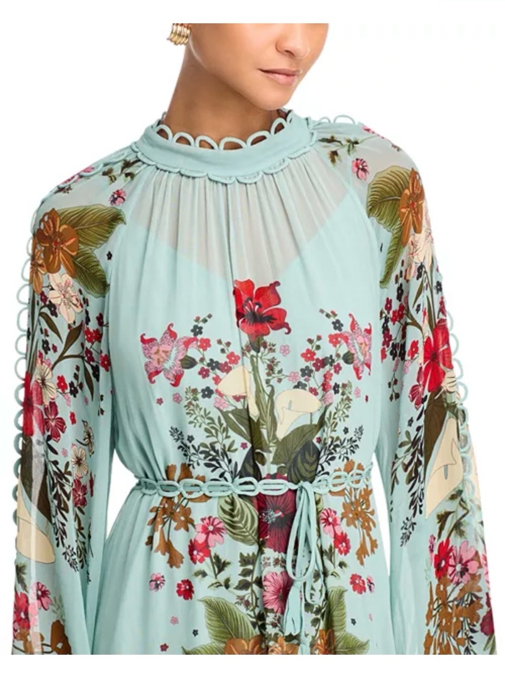 FARM Rio Mint Floral Long Sleeve Maxi Dress - Picture 2 of 9